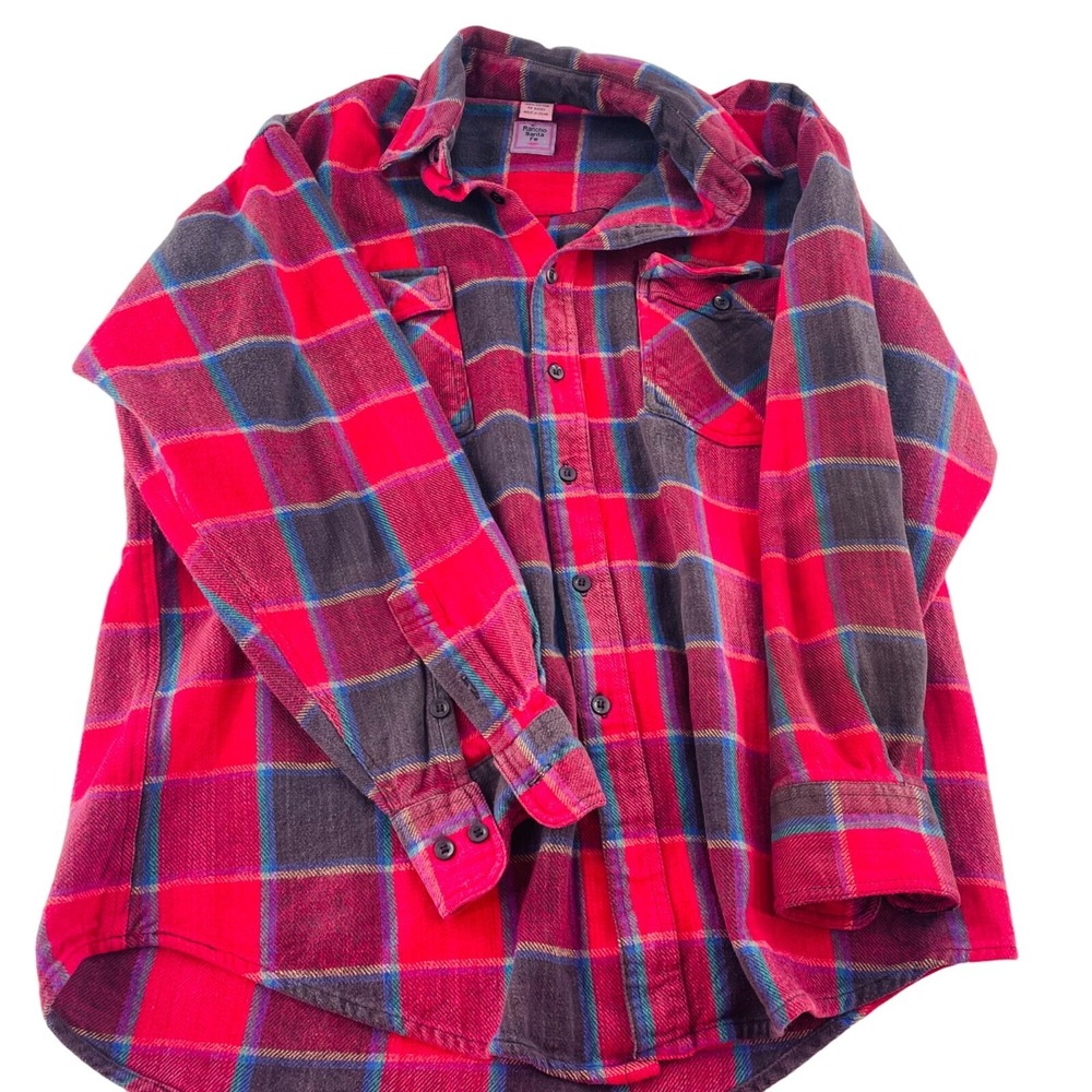 Rancho Santa Fe Men's Red‎ Plaid Flannel Shirt size Medium